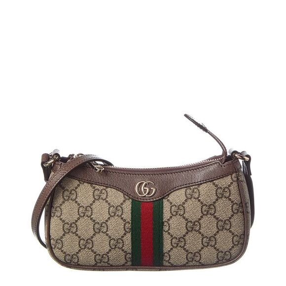 Gucci Ophidia Mini Gg Supreme Canvas & Leather Shoulder Bag Beige